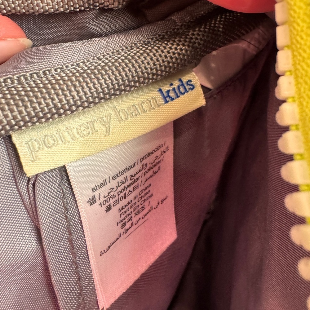 Pottery Barn Kids Size Small Blue & Gray Backpack Neon Yellow Trim Boys Girls - Picture 9 of 10
